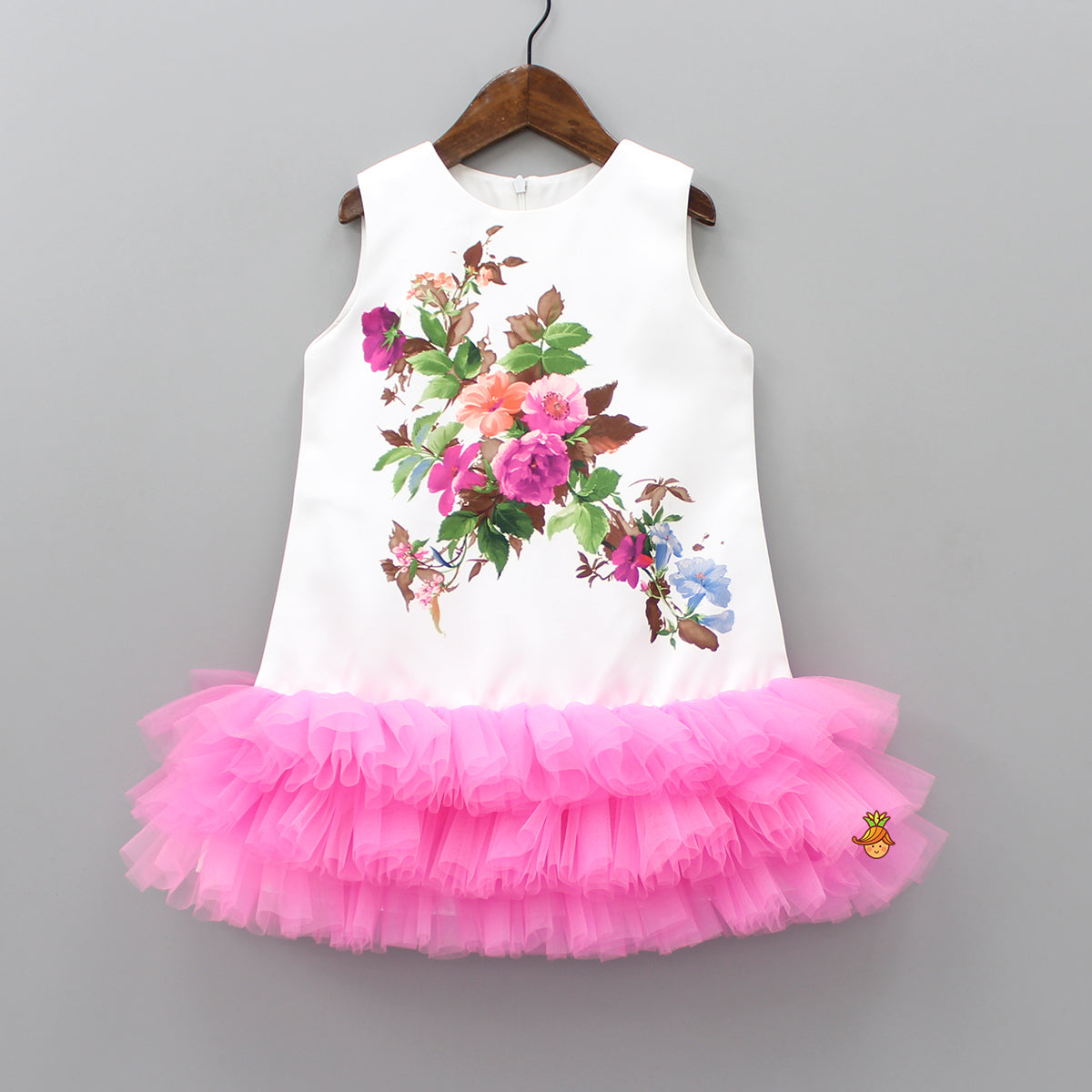 White Multicoloured Floral Print Dress