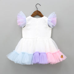 Pre Order: White Sequin Star Patched Frilled Dress