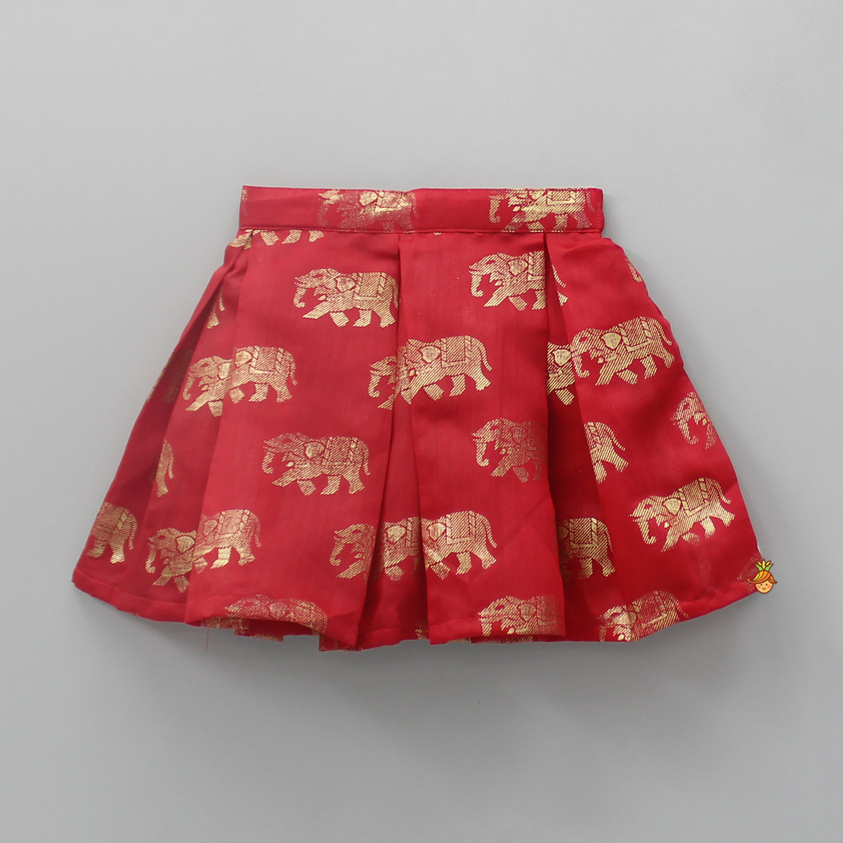 Stylish Red Top And Skirt With Elephant Print