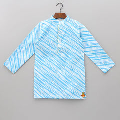 Pre Order: Blue Printed Kurta And Pyjama