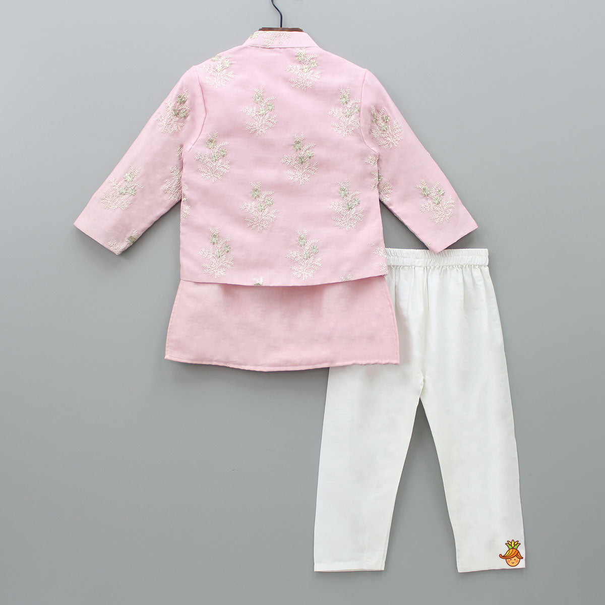 Zari Thread Work Full Sleeves Jacket With Kurta And Pyjama