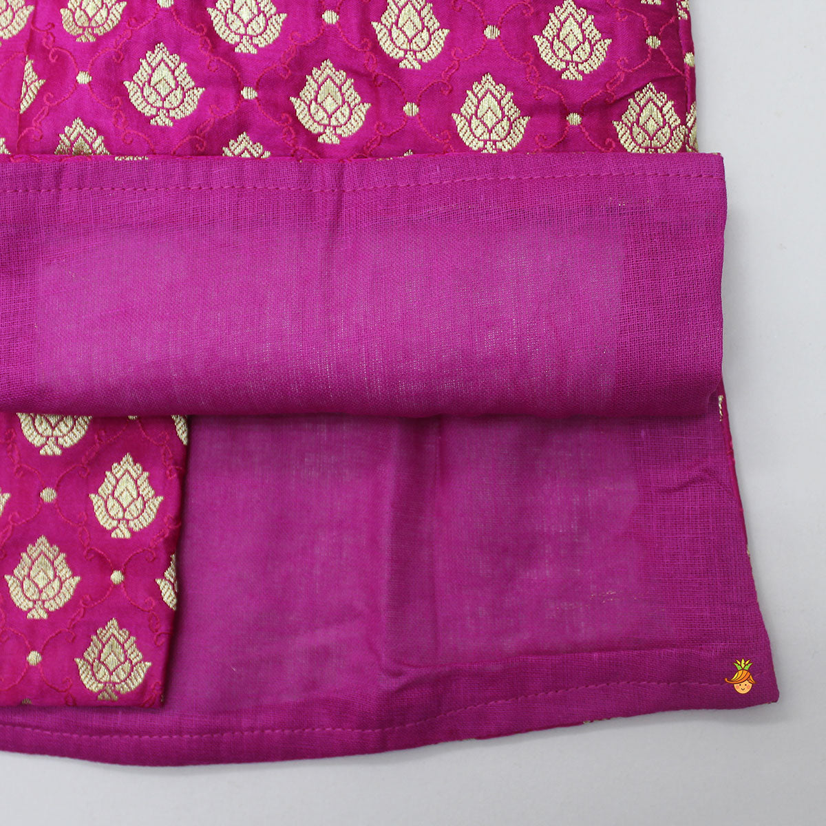 Magenta Pink Sherwani Style Kurta With Dhoti And Brocade Shawl