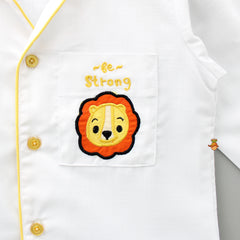 Lion Embroidered White Sleepwear