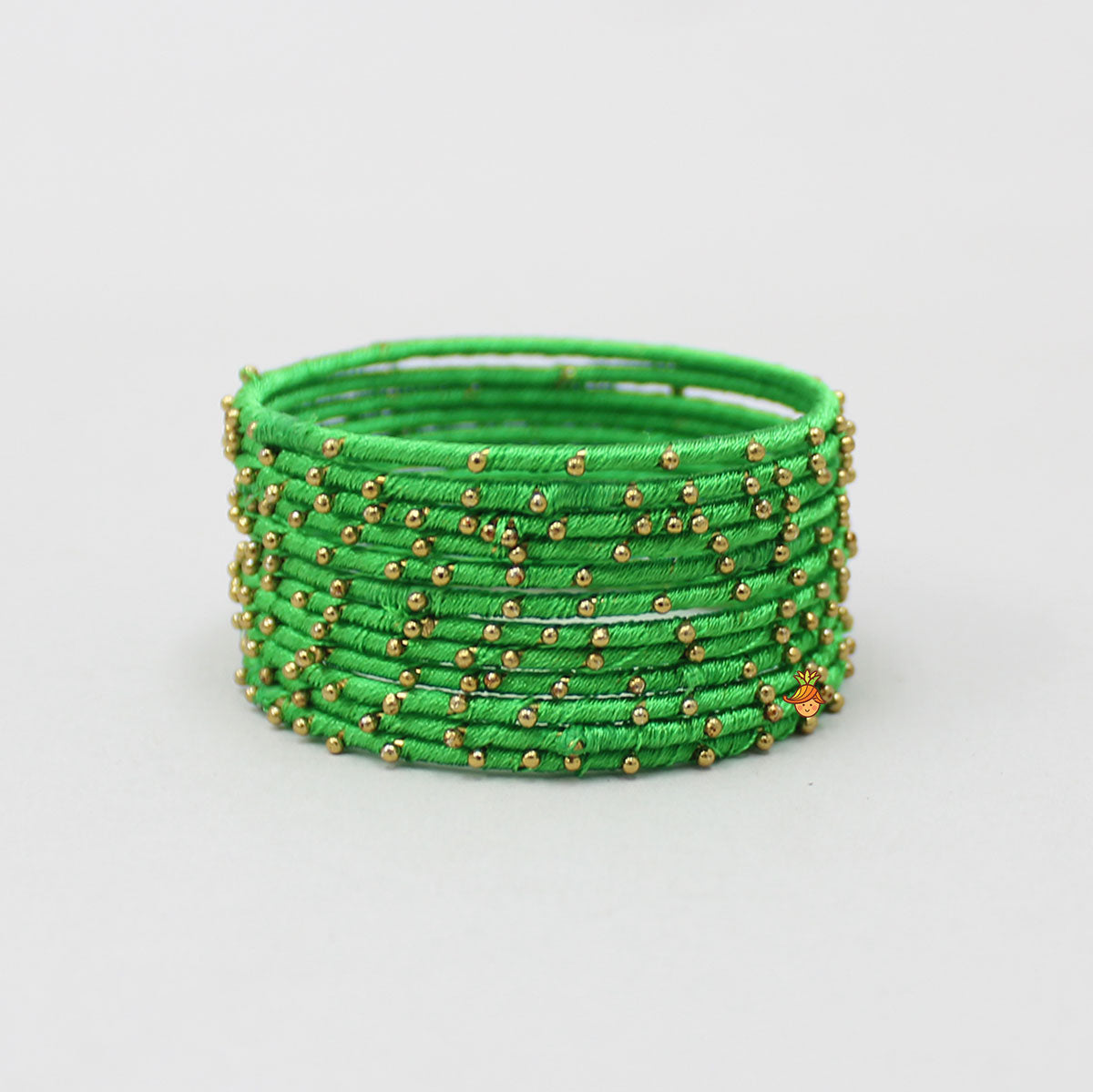 Forest Green Faux Thread Work Bangle - Set Of 12