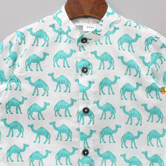 Pre Order: Blue Camel Printed Shirt