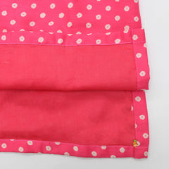 Pre Order: Pink Bandhani Printed Kurta With Open Jacket And Churidar