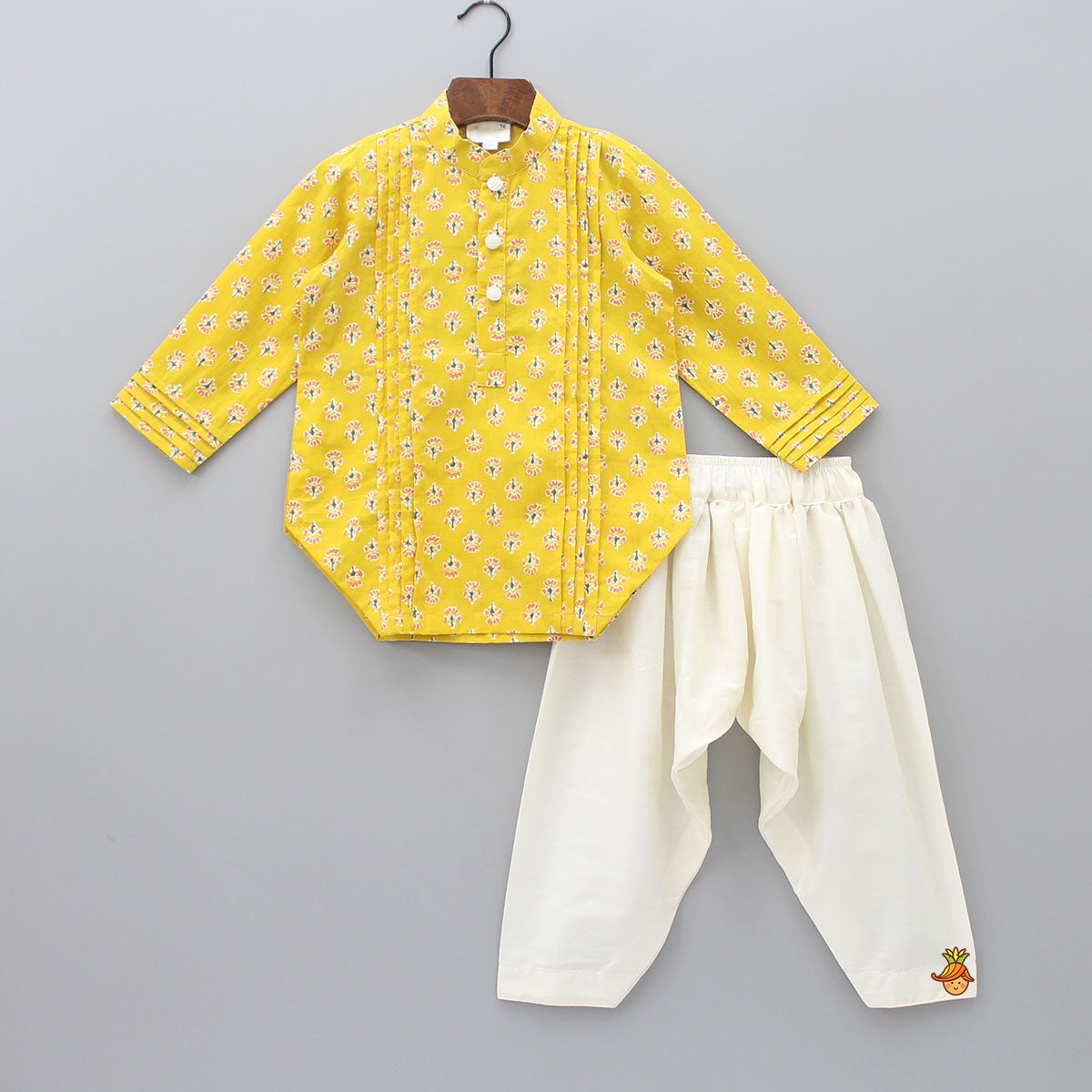 Pre Order: Yellow Blooming Cotton Printed Stylish Kurta And Salwar