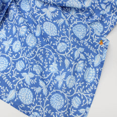 Blue Floral Printed Asymmetric Dress