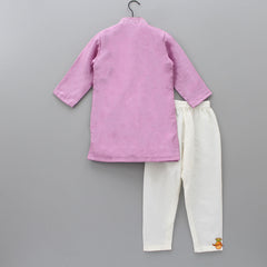 Pre Order: Lilac Chikankari Embroidered Attached Jacket Kurta And Churidar