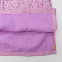 Pre Order: Lilac Chikankari Embroidered Attached Jacket Kurta And Churidar