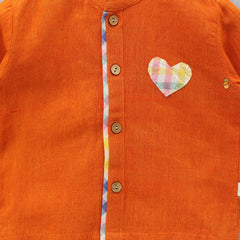 Pre Order: Orange Heart Patch Detailed Shirt
