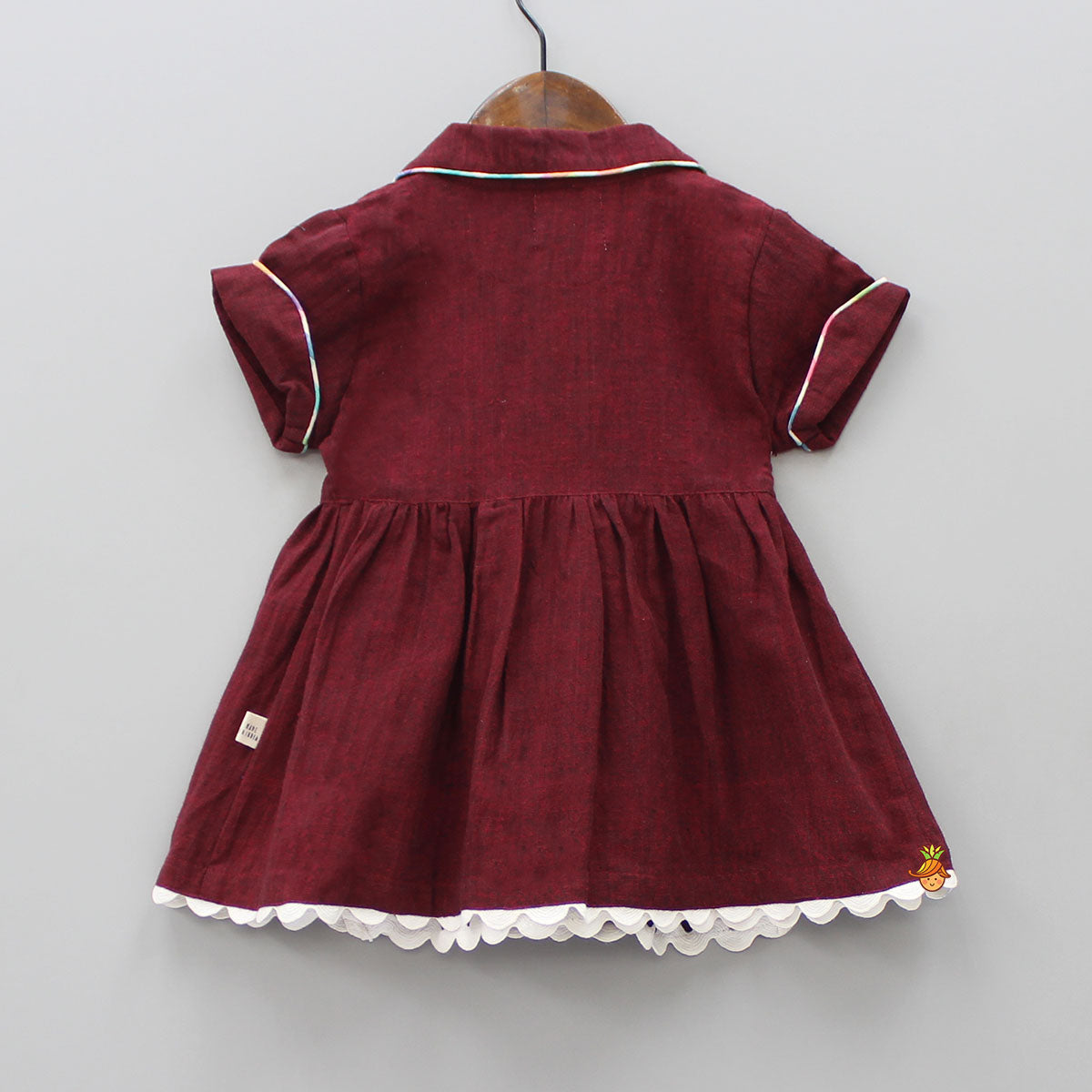 Notched Collar Maroon Overlap Dress