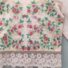 Sequins And Thread Floral Embroidered Top With Shimmery Palazzo