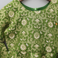Pre Order: Zari Brocade Embroidered Peplum Top With Dhoti