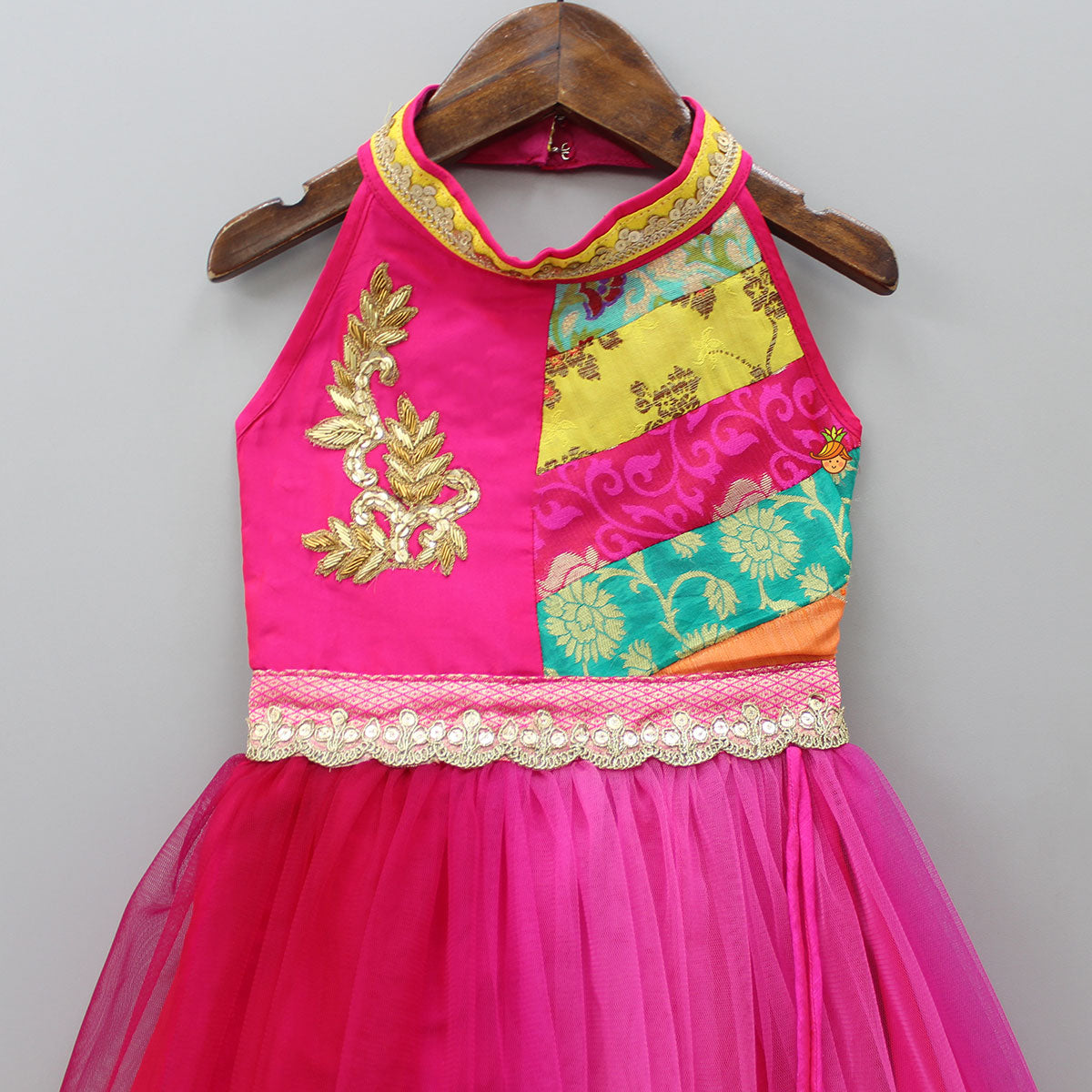 Elegant Shaded Pink Halter Neck Ethnic Dress