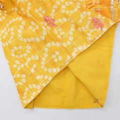 Lurex Striped Bandhani Printed Mustard Yellow Top And Lehenga