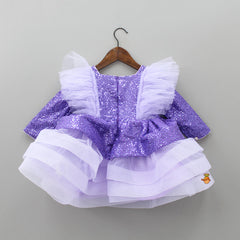 Pre Order: Sequins Embroidered Party Wear Purple Dress