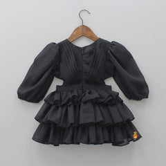 Pre Order: Black Shimmery And Layered Frilly Party Dress