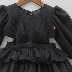 Pre Order: Black Shimmery And Layered Frilly Party Dress