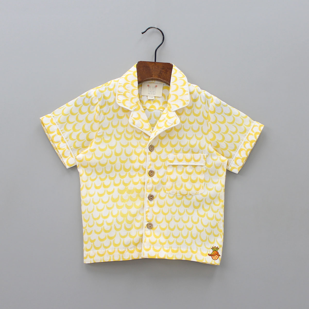 Moon Printed Yellow Shirt And Pyjama