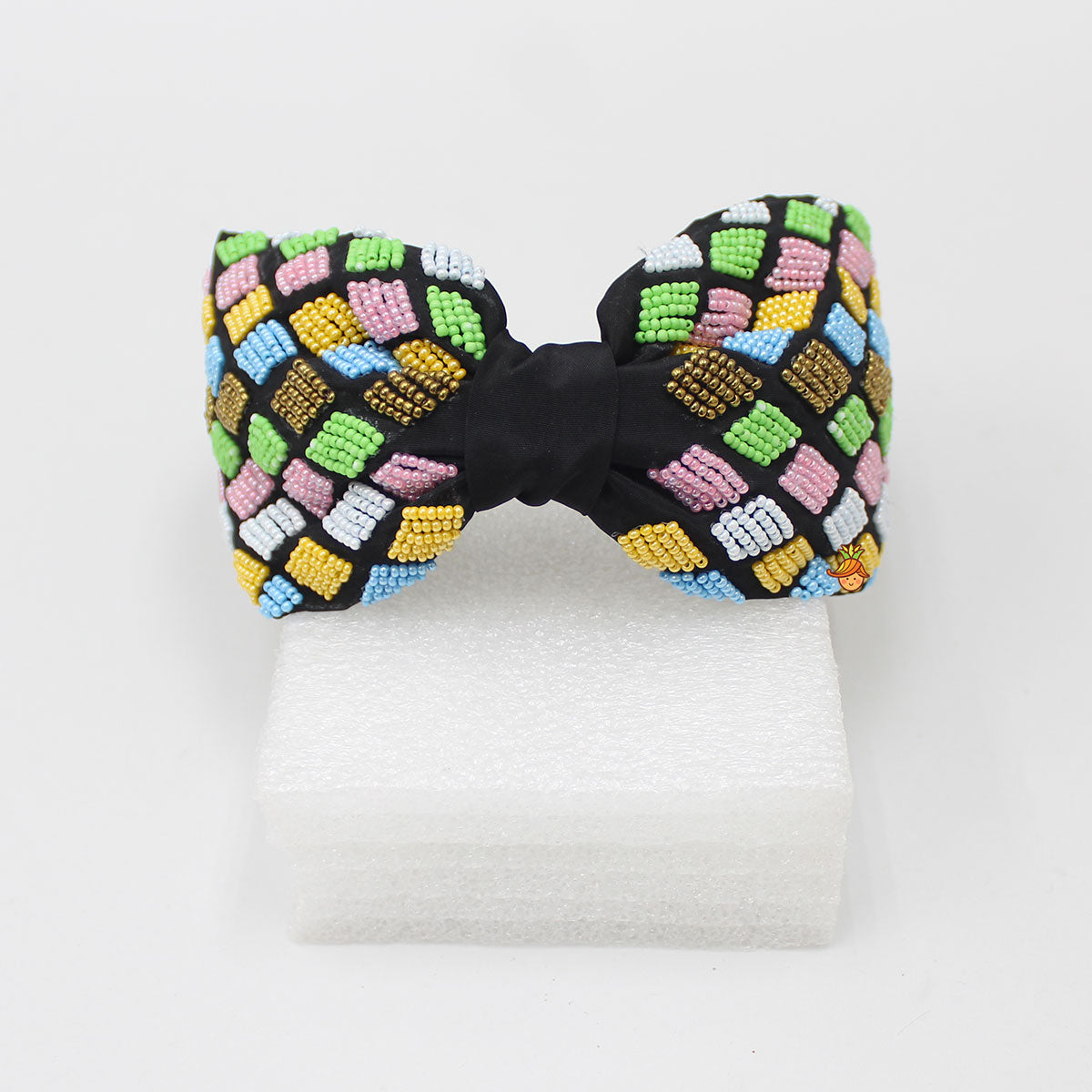 Colourful Beads Embellished Black Fancy Hair Band