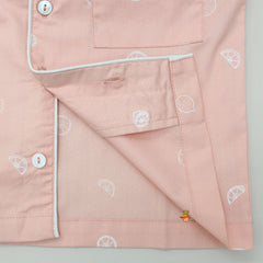 Lemon Printed Peach Sleepwear