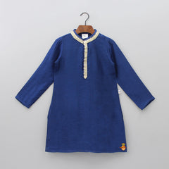 Pre Order: Sequins Embellished Lace Work Dark Blue Kurta And Pyjama