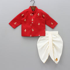 Gota Floral Motif Embroidered Infant Baby Set With Swaddle
