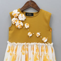 Pre Order: Pearls And Flowers Embellished Pleated Fancy Dress