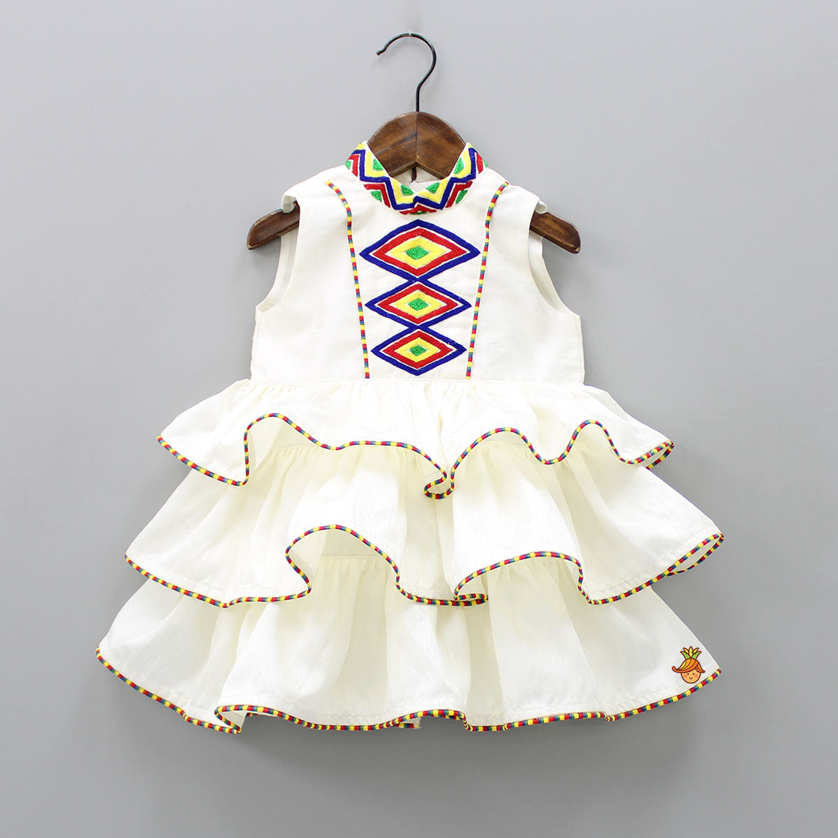 Pre Order Multicolour Thread Embroidered Ruffle Frilly Dress  Little  Muffet