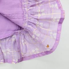Bandhani Printed And Lurex Striped Lavender Top With Lehenga
