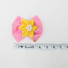 Pearly Flower Adorned Blush Pink And Yellow Two Tone Hair Clip