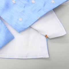 Pre Order: Booti Embroidered Lavender Blue Asymmetric Kurta And Dhoti
