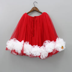 Stunning Red Ruffled Frilly Net Dress