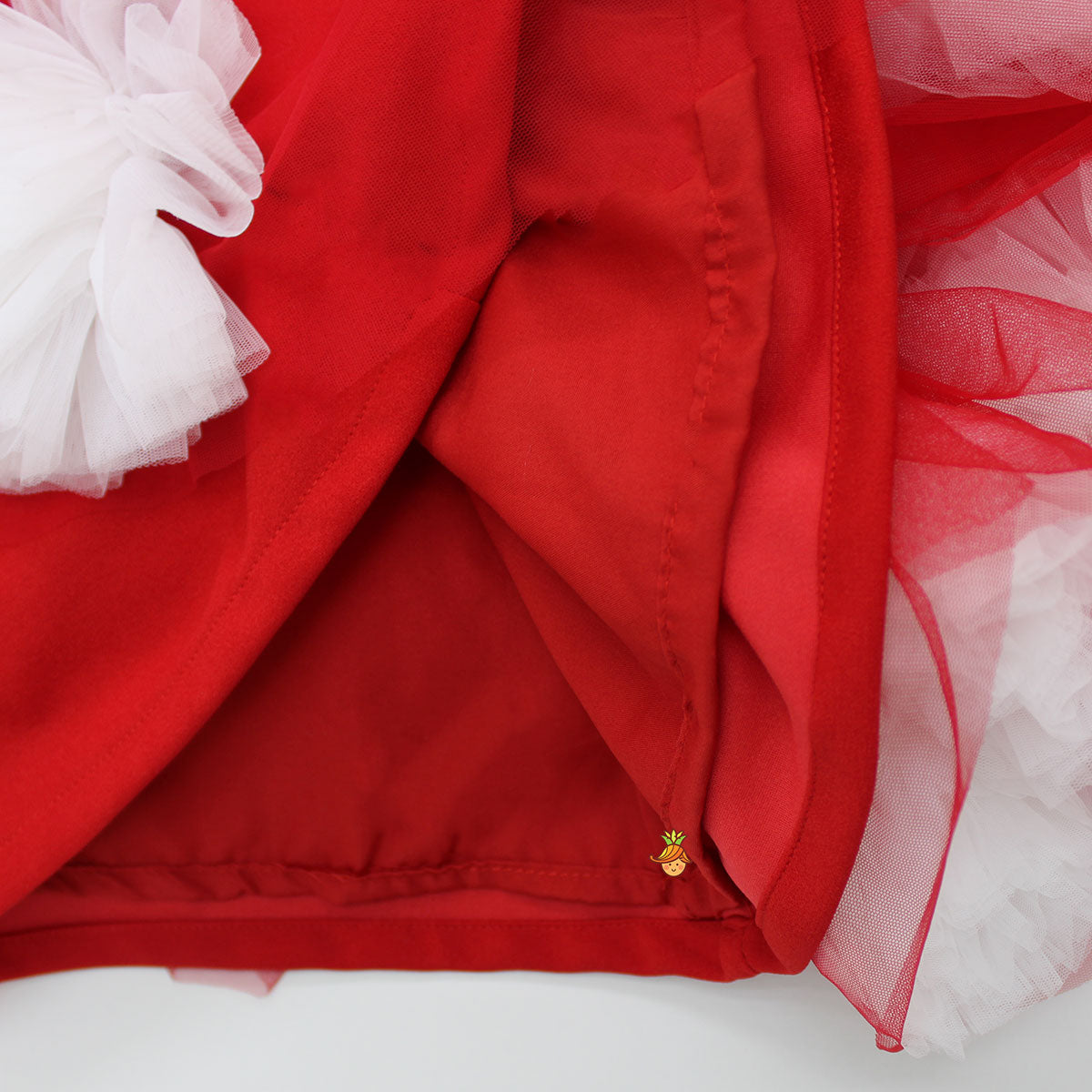 Stunning Red Ruffled Frilly Net Dress