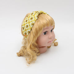 Beads And Pearls Embroidered Yellow Printed Hair Band
