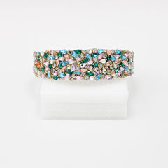 Multicolour Faux Gemstones Studded White Hair Band
