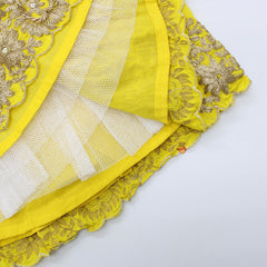 Pre Order: Silk Floral Embroidered Yellow Top And Pleated Lehenga