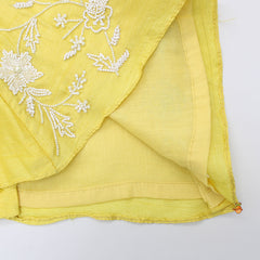 Pre Order: Round Neck Yellow Embroidered Top And Flared Palazzo