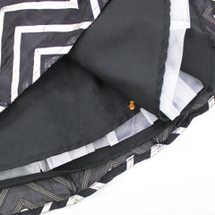 Pre Order: Organza Puffed Sleeves Top And Chevron Black Lehenga