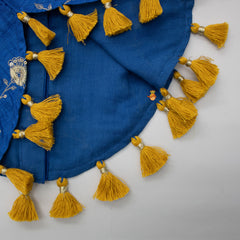 Pre Order: Elegant Blue Fringes Top And Sequins Embroidered Lehenga