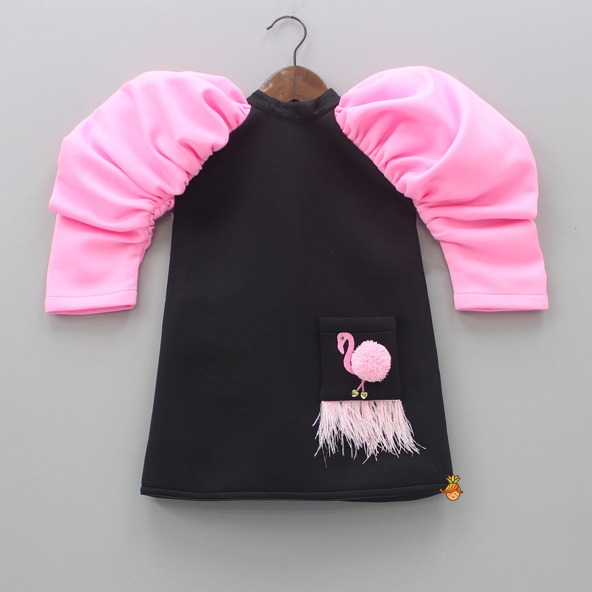 Neoprene Black And Pink Stylish Sleeves Dress