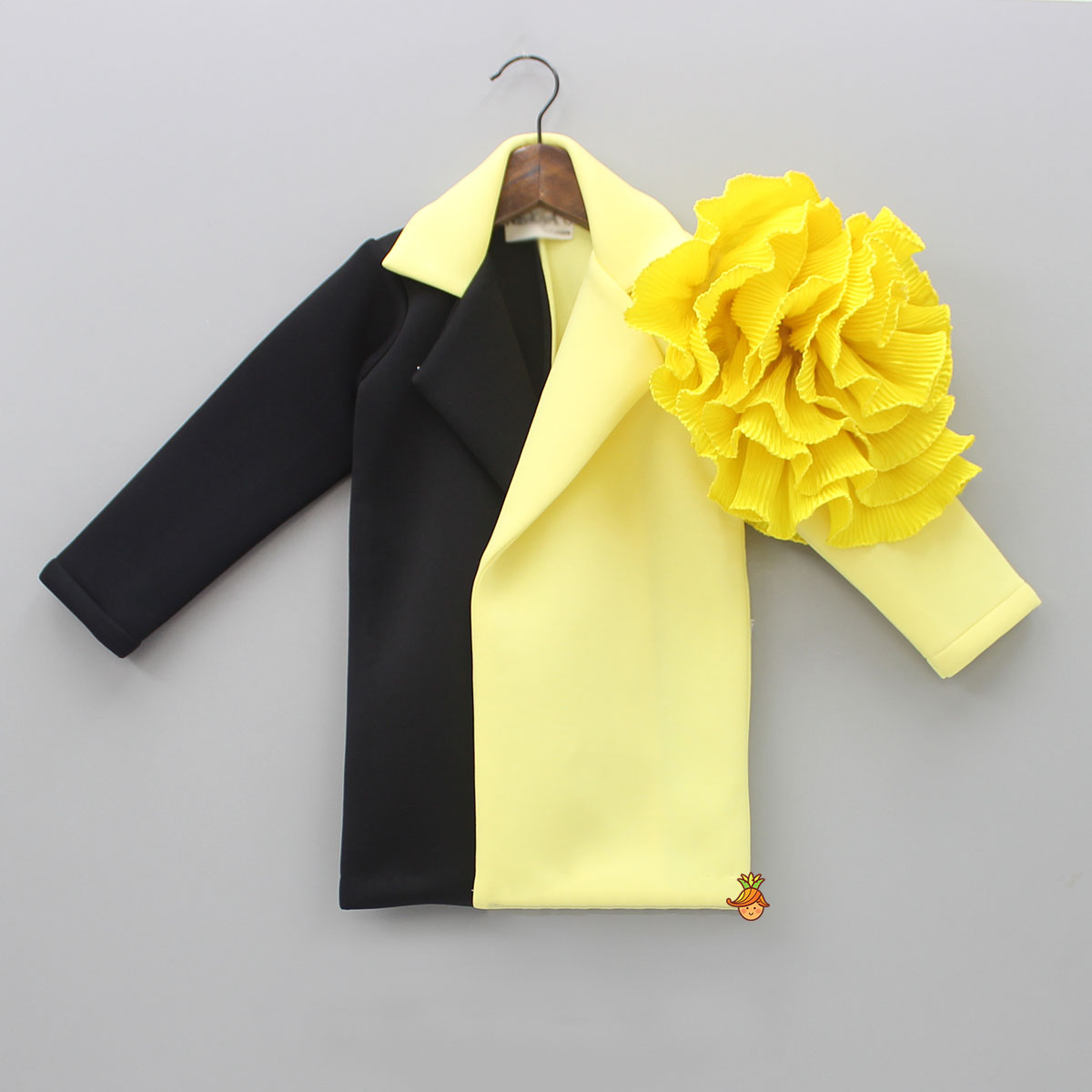 Black And Yellow Dual Tone Jacket Style Dress