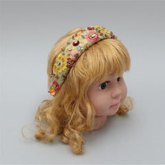Adorable Beige Embroidered Hair Band