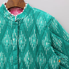 Pre Order: Reversible Cotton Hand Block Printed Pink And Green Jacket