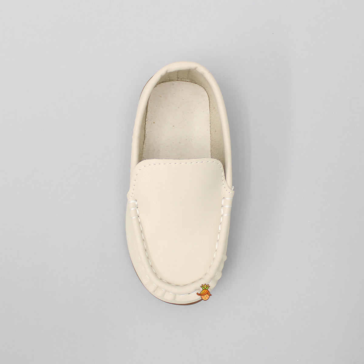 Round Toe Off White Slip On Loafers