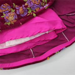 Pre Order: V Neck Gorgeous Magenta Floral Top And Lehenga