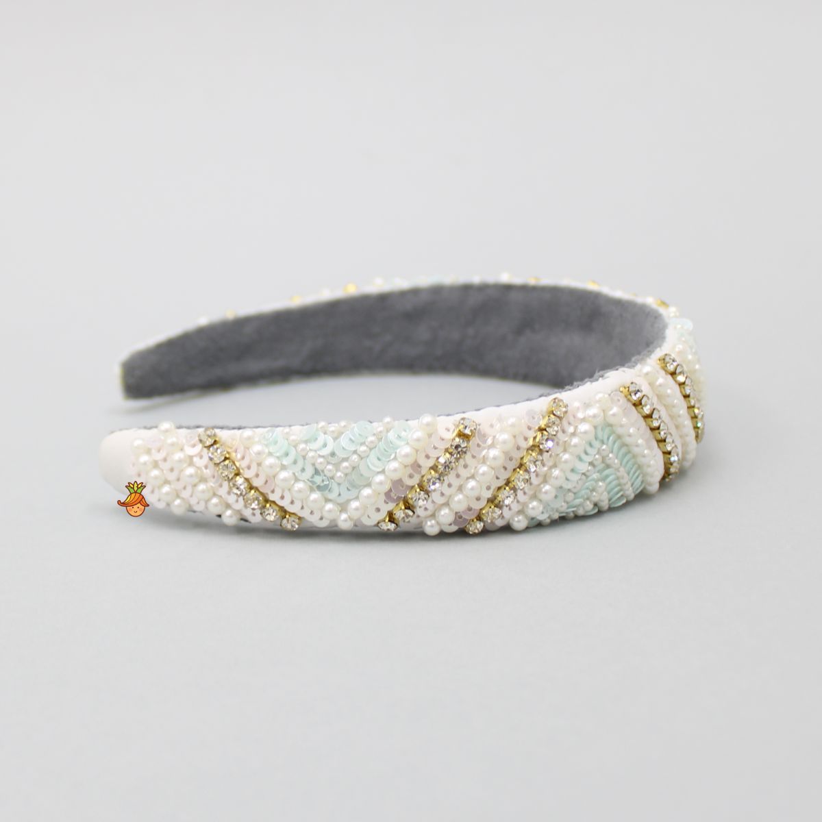 Delightful Pearly And Sequined White Hair Band