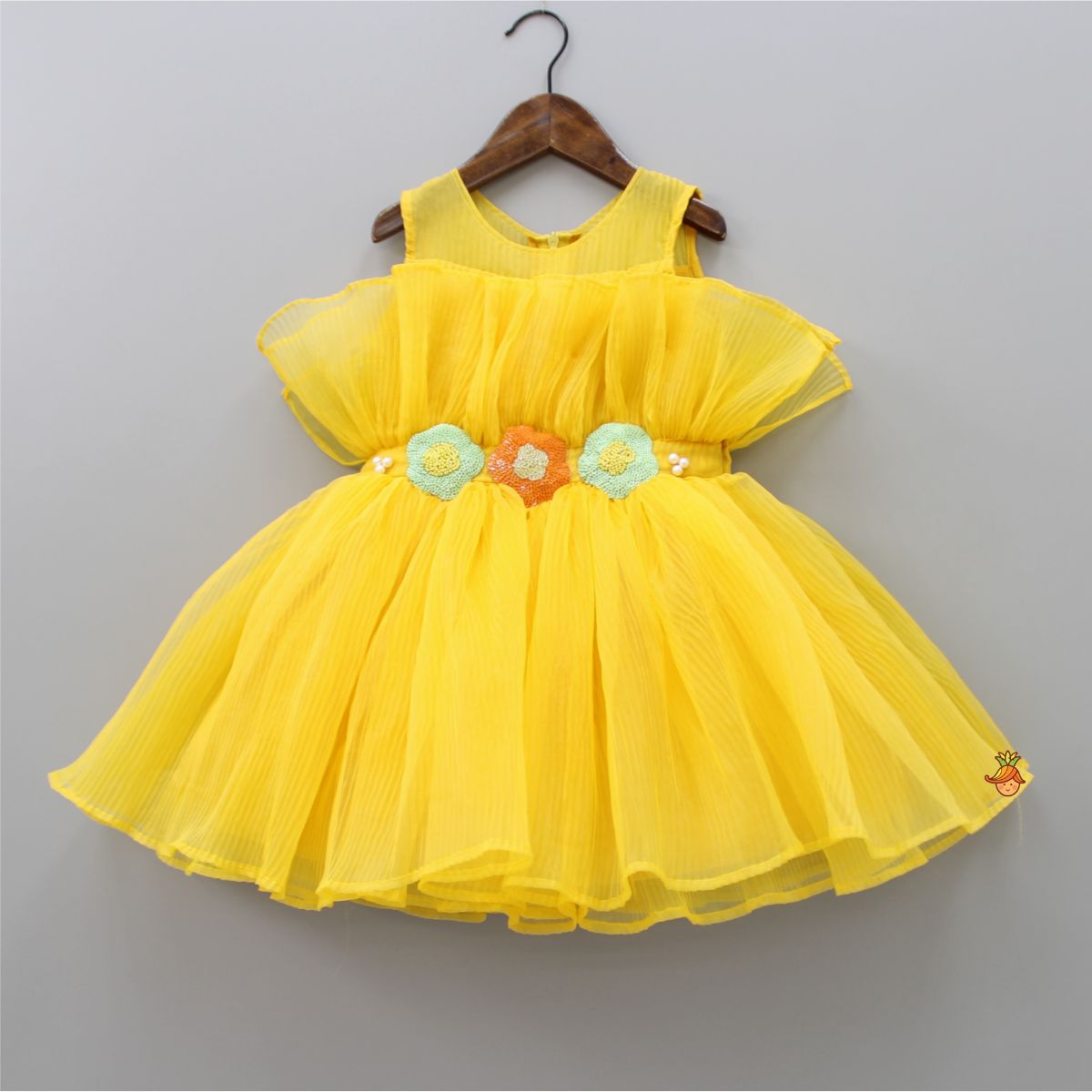 Pleated Yellow Fancy Dress