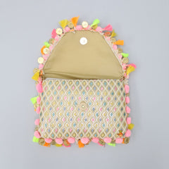 Georgette Embroidered Beige Sling Bag